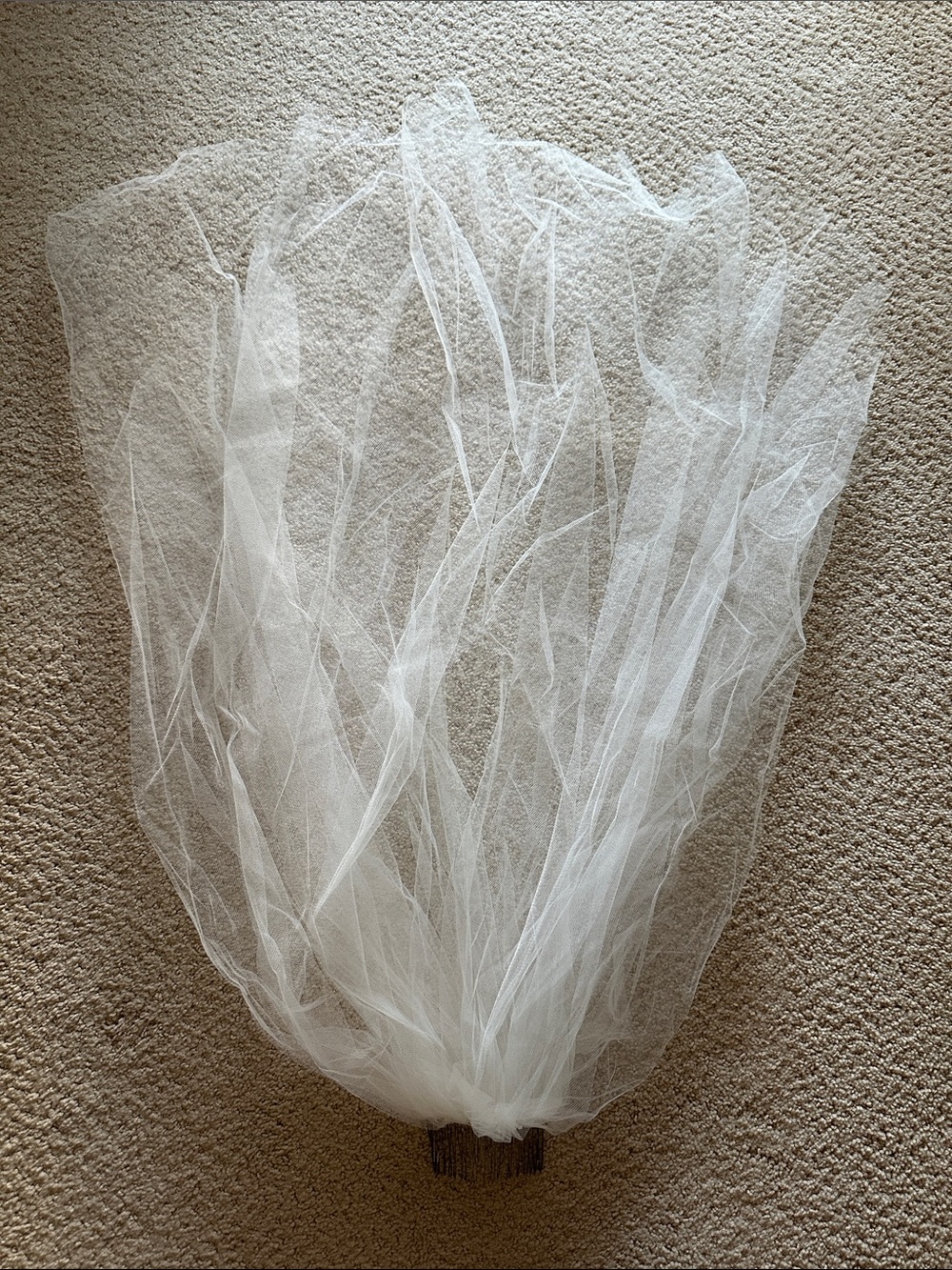 Ivory Bridal Veil Fingertip Length Hair Accessory Double Tier Plain